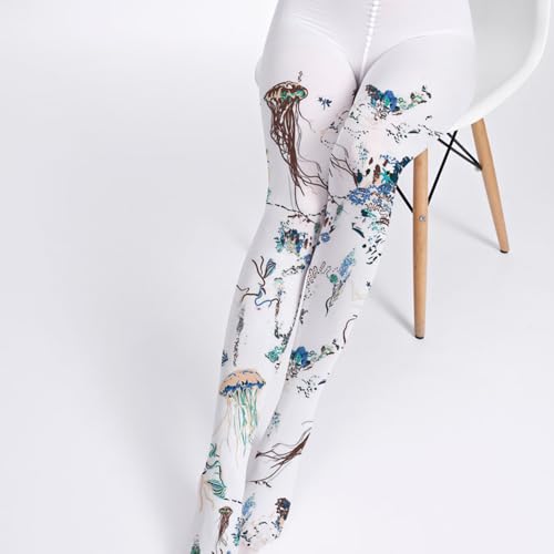 Premium Velvet Jellyfish Ocean Print Patterned Tights for Women with Designs Fashion Pantyhose Sheer Stockings4