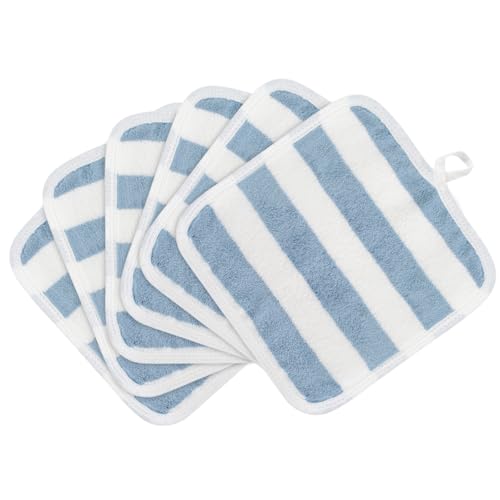 Microfiber Facial Cloths Fast Drying Washcloth 8x8inch Stripes 6 pack