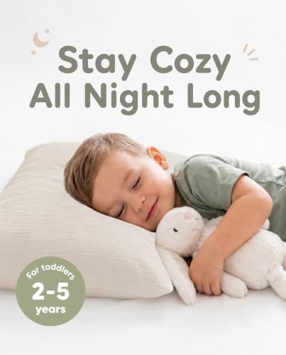 Image of Toddler Pillowcases for 13 inchx18 inch Pillow 2 Pack, Muslin Small Toddler Baby Kids Travel Pillow Covers for Boys Girls with Envelope Closure (Beige, 13 x 18 Inch)