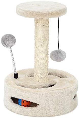 Small Cat Scratcher Cat Tree Post Cat Toy for Fun with Ball Inside and Natural Sisal for Kitten Small Cats Activity Platform Furniture…