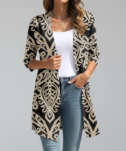 Image of YSYOKOW Lightweight Cardigans for Women 3 /4 Sleeve Long Open Front | Cardigan sweaters for women lightweight, summer cardigans for women lightweight, long cardigans for women trendy, dressy