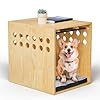 Dog Crate Furniture SAUCE ZHAN Dog Kennel with Cushion for SmallMedium Dogs End Side Table Wooden Crate for Pets Indoor Wood Color
