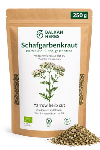 BIO Schafgarbe 250 g. Schafgarbenkraut getrocknet und geschnitten (Achillea millefolium) Schafgarbe Tee von Balkan Herbs (250 g. (1-er Pack))