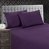 Elegant Comfort 1500 Thread Count Luxury Egyptian Quality Wrinkle and Fade Resistant 4-Piece Sheet Set, Queen, Purple