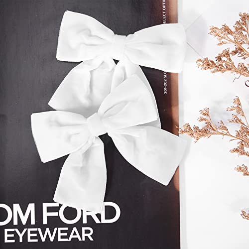 2Pcs Velvet Hair Bows White Hair Ribbon Clips 4" Big Fall Alligator Clips Hair Accessories For Women Girls Toddlers Kids Baby #TOP6