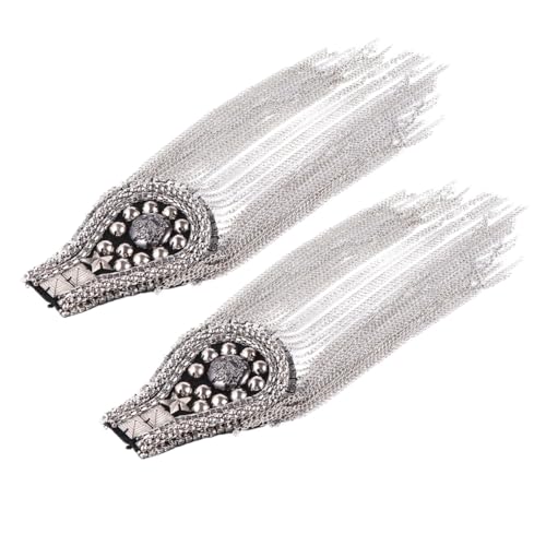 Charretera plateada de flecos metálicos con acabado premium para trajes de sastrería 2