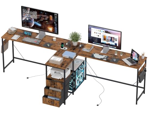 YOSHOOT 2 Person Computer Desk 87 Long Gaming Desk for 2 People