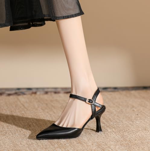 YooPrettyz Womens Closed Toe Ankle Strap Heels Slingback High Heel Dress Shoes Pointed Toe Pumps Shoes4