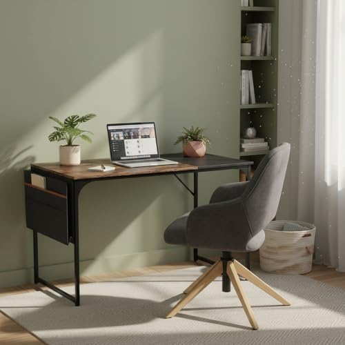 La mejor comparación de Escritorio Sencillo para Computadora más recomendados. 46 HOMEMAKE FURNITURE Escritorio de Oficina y Estudio, Mesa para Computadora con Bolsa de Almacenamiento, Ideal para Home Office y Espacios Pequeños, Robusto y Ligero, Marrón (100 x...