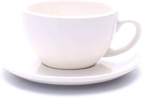 Coffeezone Porcelain Speciality Coffee Cup and Saucer, Small Cappuccino and Double Espresso, New Bone China for Coffee Shop and Barista (Glossy White, 5 oz)