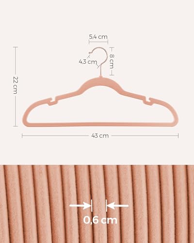 SONGMICS Kleiderbügel Samt, 50er Set, rutschfest, 43 cm breit – Ansicht 6
