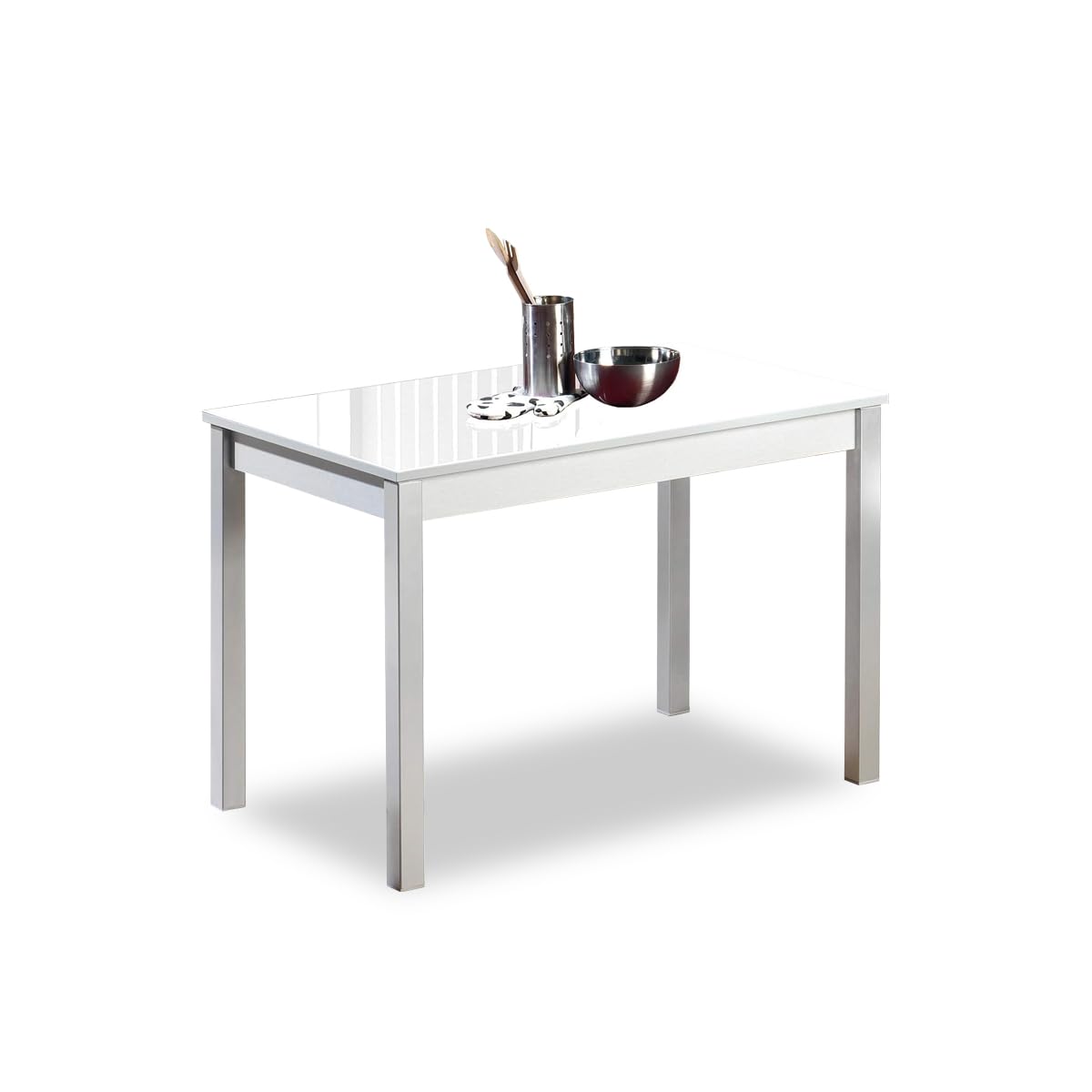 ASTIMESA Mesa de Cocina, Metal, Blanco, 90x50cm, Mesa Fija 90x50 Blanco