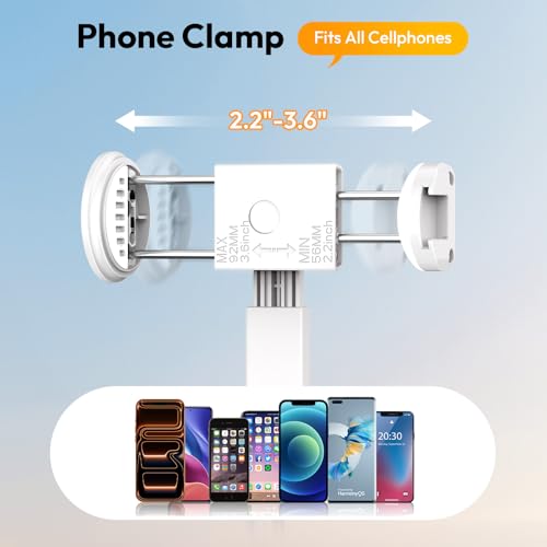 Image of ULANZI MT86, 60 inch Automatic Phone Tripod Stand with Wireless Remote, Adjustable Auto‑Open Selfie Stick for iPhone Android, Portable Extendable Travel Tripod for Selfie /Vlogging, White | Auto-Open Anti-Slip Base Aluminum Stand with Cold Shoe Bluetooth Controller, Lightweight for vlog TikTok Live Stream Travel