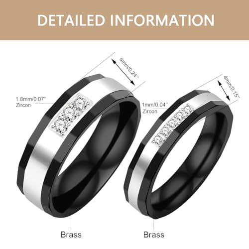 Uloveido Titanium Stainless Steel Rings Black Brick Pattern Wedding Band Comfort Fit Couples Rings for Men and Women Size 5-113