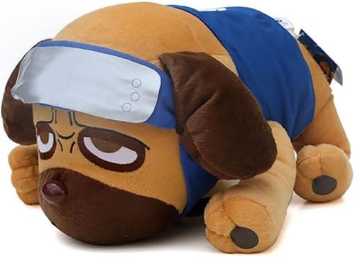 AutFie Pakkun - Juguete de peluche de animales de peluche de anime de dibujos animados marrón para perro, (13 pulgadas)