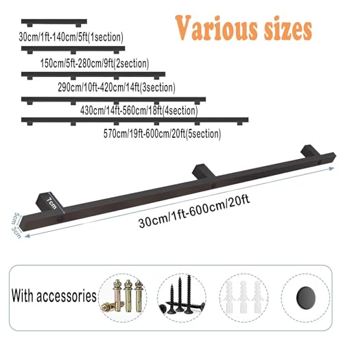 Barre d'appui solide 350 cm, fixation murale sécurisée pour balustrade