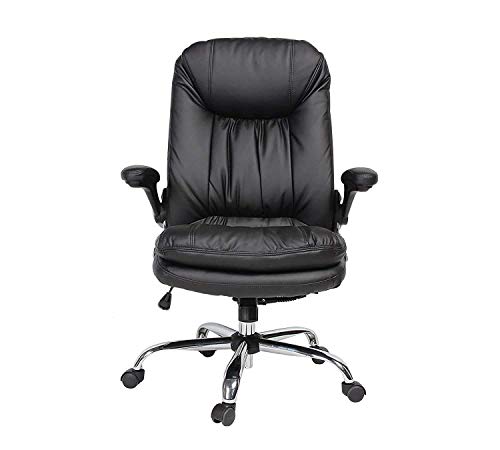Image of Premium Ergonomic Leatherette Office Chair | High Back Revolving Chair For Office, Home, Study & Gaming | With Seating Cushion | Heavy Duty Metal Base | Height Adjustable Boss Chair (Black)