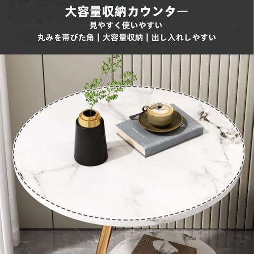 YFFYサイドテーブル 丸い小さなコーヒーテーブル 北欧スタイルのモダン 二層シンプル木製 二段構造で収納力を確保 省スペースで置きやすく リビングや寝室に調和するシンプルデザイン 家族の空間になじむ使いやすいテーブル (ウォールナット天板＋ブラックフレーム,45*45*60cm) [2]