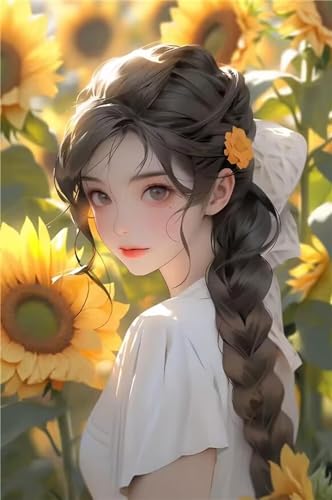 Peinture Diamant Fille Tournesol 5D Grand Format 80x100cm Loisirs Créatifs