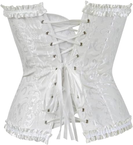 Image of MIPPO Women's Corsets Lace Up Boned Overbust Corset Bustier Lingerie Satin Floral Bustier Bodyshaper Top