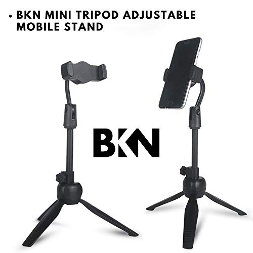 Image of BKN Mini Tripod Mobile Stand Adjustable with Mobile Attachment Lightweight Portable for Professional Broadcasting, Live Video etc.