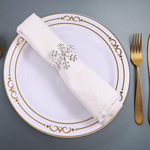 Valicclud 6 peças de anéis de guardanapo de flocos de neve de Natal, porta-guardanapos de liga domés