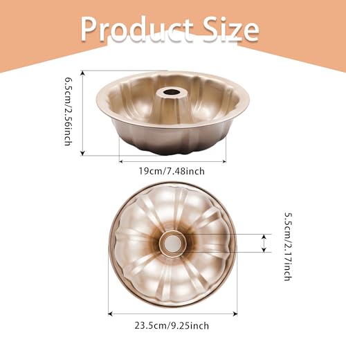 2PCS Fluted Cake Tin, Nonstick Round Cake Pan 23.5 cm Baking Moulding Tin for Baking Cake Bread (Gold) - Image 4