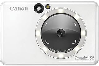 Canon 4519C007 Zoemini S2 (Pearl White) - Slimline Instant Camera and Pocket Photo Printer, Ideal for Snapping Selfies with a Built in Mirror and Ring-Light