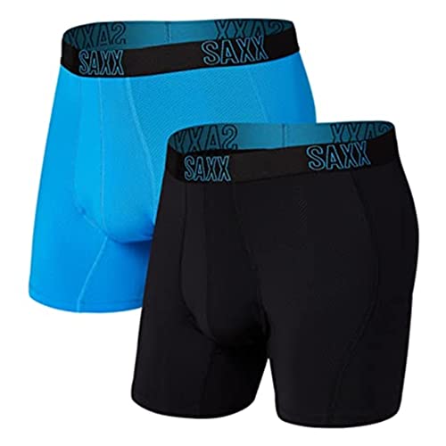Saxx Men's Underwear Unterwäsche Herren Boxershorts - Shadow Herrenunterwäsche - Boxershorts mit integrierter Ballpark Pouch TM Unterstützung - Workout Boxer, 2er-Packung, Schwarz/Pure Blau, XXL Cover