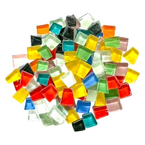 CRAFT BASKET® Assorted Colours Glass Mosaic Tiles (20 Variations) (All Packs: 100 g,200 g,400 g,1 kg), DIY Mosaic Art, Decoration, Crystal Glass Mosaic Tiles (Glossy Trapezoid, 100 g)