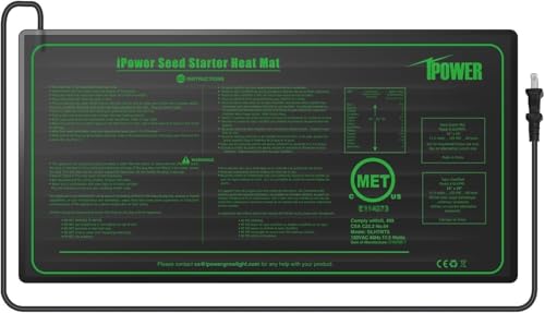 iPower GLHTMTS Durable Waterproof Seedling Heat Mat Warm Hydroponic Plant Germination Starting Pad, 10