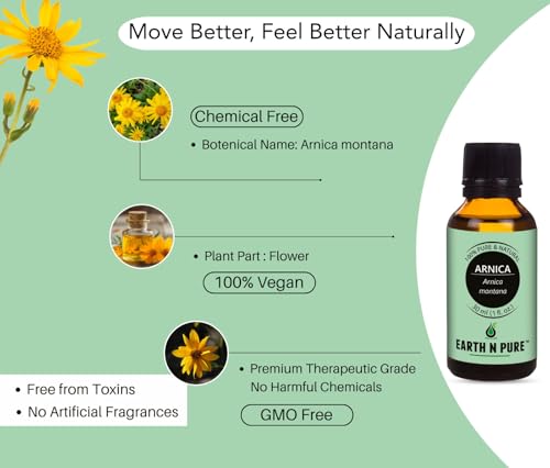 Image of Earth N Pure Arnica Infused Oil | 100% Natural | Muscle Comfort & Soothing Massage | Nourishing Body Oil for Skin & Massage | Vegan & Cruelty-Free | 50ml