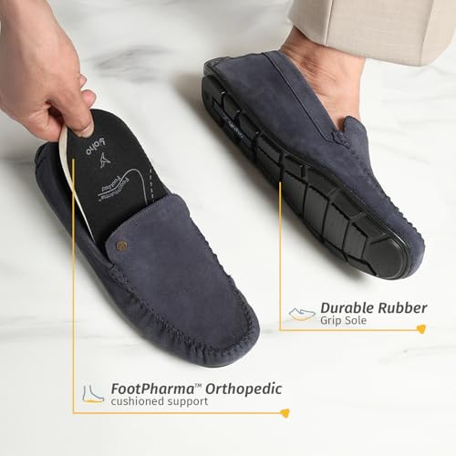 Image of YOHO Loafers for Men | Leather Slip-On Loafers | Stylish, Flexible Shoes with Footpharma Footbed | Comfortable Party, Office & Casual Footwear | Lofos 001