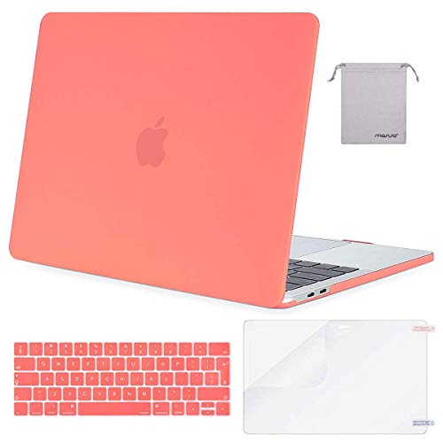MOSISO Funda Dura Compatible con 2019 2018 2017 2016 MacBook Pro 13 USB-C A2159 A1989 A1706 A1708, Rígido Carcasa & Cubierta de Teclado & Protector de Pantalla & Accesorios Bolsa, Living Coral