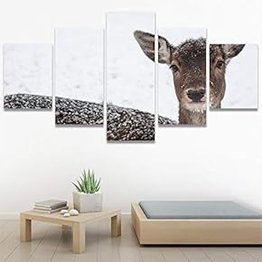 SIGNWIN 5 Panel Canvas Wall Art Animals Deer...