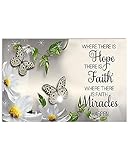 Panneau en métal « Butterfly & Daisy Hope Faith Miracles » - Décoration d'anniversaire, de Noël, de mariage - Pour maison, café, bar, garage - 20,3 x 30,5 cm