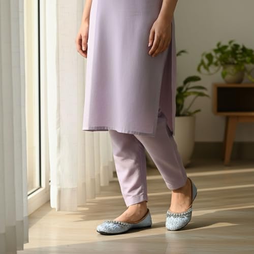 Image of DFR Women Rajasthani Embroidered with Payal Punjabi Mojari Juti Shoe