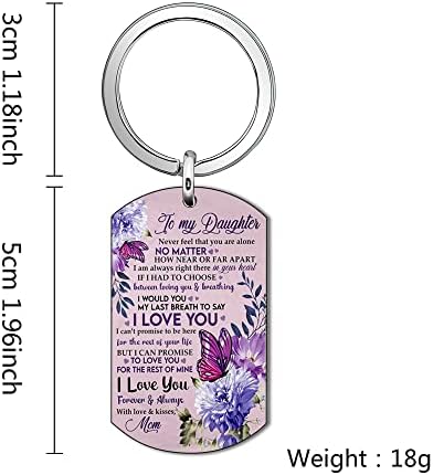 TO My Daughter Gift from Mum Butterfly Inspirational Keyring Key Chains for Daughter Teen Girl Birthday Graudaiton Gift (Purple)