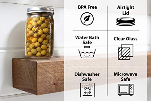 Wide Mouth Mason Jars 16 Oz. (12 Pack) - Pint Size Jars With Airtight Lids And Bands For Canning, Fermenting, Pickling, Or Diy Decors And Projects Bundled With Jar Opener #TOP4