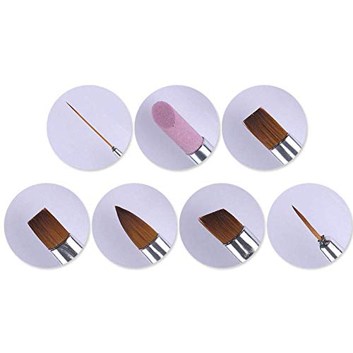 7 Stücke Nail Art Pinsel Set Rosa Griff UV Gel Lack Acrylmalerei Liner Pen Nagelhautentferner Maniküre Kit Praktisch und… – Bild 4