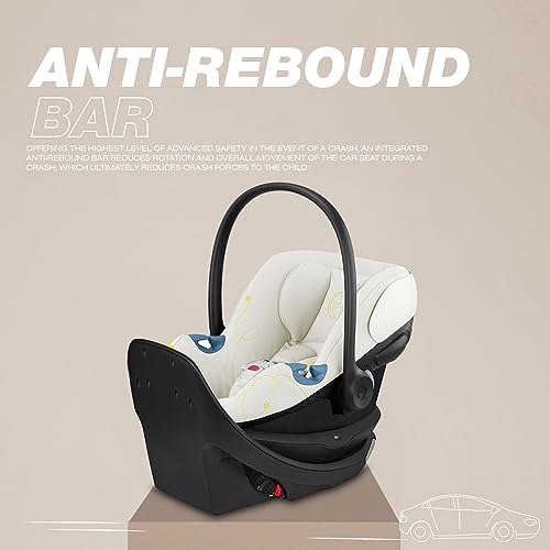 Image of Cybex Aton G Swivel Infant Car Seat with 180-Degree Rotate, Linear Side-Impact Protection, 11-Position Headrest, SensorSafe & Safelock Base, Seashell Beige