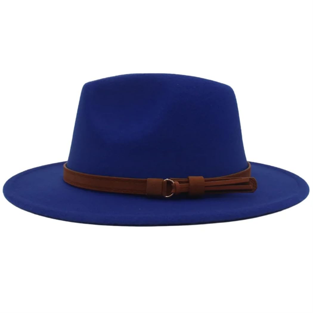 Unisex Big Brim Brown Belt Feltro Cap Uomini Western Cowboy Fedora Cappello Donna Elegante Partito Chiesa Vestito Cap