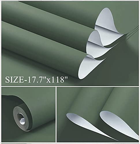 Dimoon 118''X17.7'' Green Peel And Stick Wallpaper Contact Paper Modern Self Adhesive Wall Paper Removable Renter Friendly Textured Solid Color Shelf Cabinet Vinyl Roll thumb #1