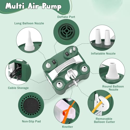 Image of ID IDAODAN 4-in-1 Electric Balloon Pump with Triple Nozzles, Dual Motor Balloon Inflator & Deflator for Latex, Foil & 260Q Balloons