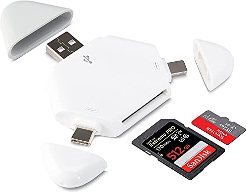 SD Card Reader for iPhone ,Triangle SD Micro SD Card Reader Memory Card Reader USB USB C Plug and Play Trail Camera Viewer,No App