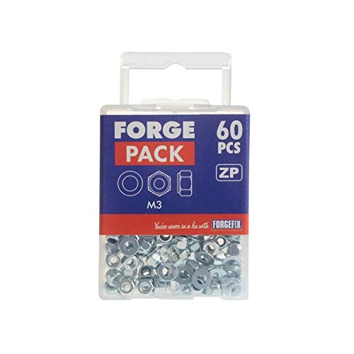 Forgefix forfpnyl3 selbstsichernd Muttern & Unterlegscheiben verzinkt M3 Forge Pack 60