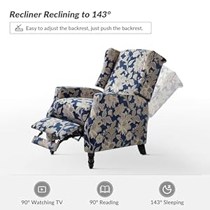 Upholstered wingback recliner chair traditional push back recliner sofa mid century modern lounge armchair for living room home theater accent chairs recliners couches garden  urban country home decor
