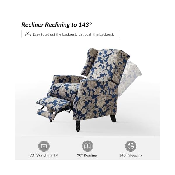 Upholstered wingback recliner chair traditional push back recliner sofa mid century modern lounge armchair for living room home theater accent chairs recliners couches garden  urban country home decor