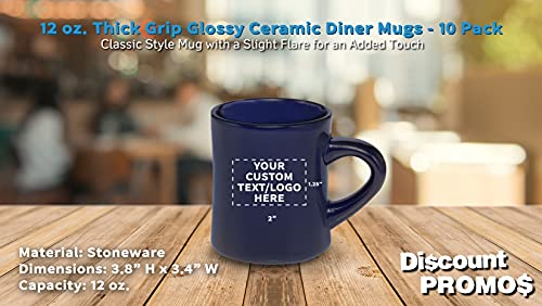 Juego de 10 mugs cerámicos azules de 12 oz con agarre grueso miniatura 4