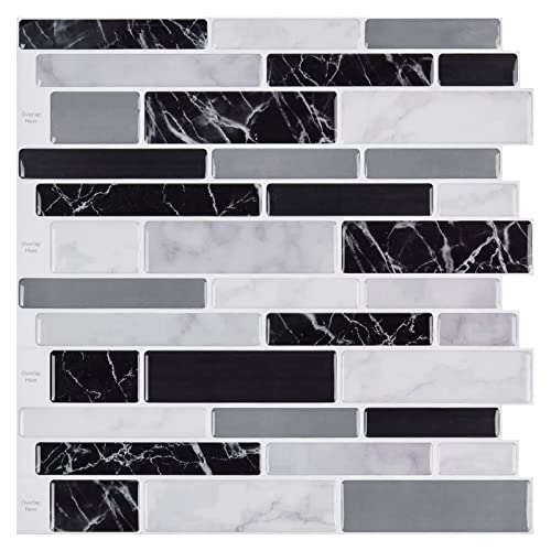 WOWSTAR 10-Sheet Peel and Stick Backsplash Tile for Kitchen Wall, Back Splash Stick On Tiles for Kitchen (12